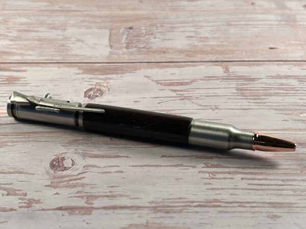 30 Caliber Wenge Antique Pewter Bolt Action Pen - Image 4