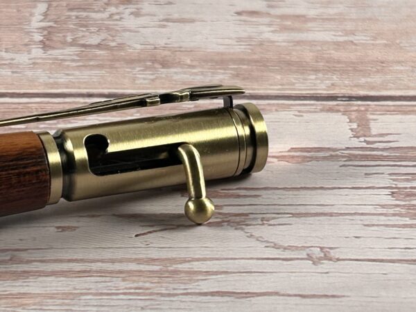 30 Caliber Snakewood Antique Brass Bolt Action Pen - Image 2