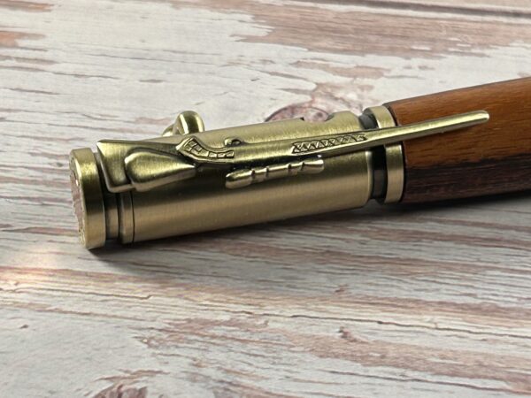 30 Caliber Snakewood Antique Brass Bolt Action Pen - Image 3