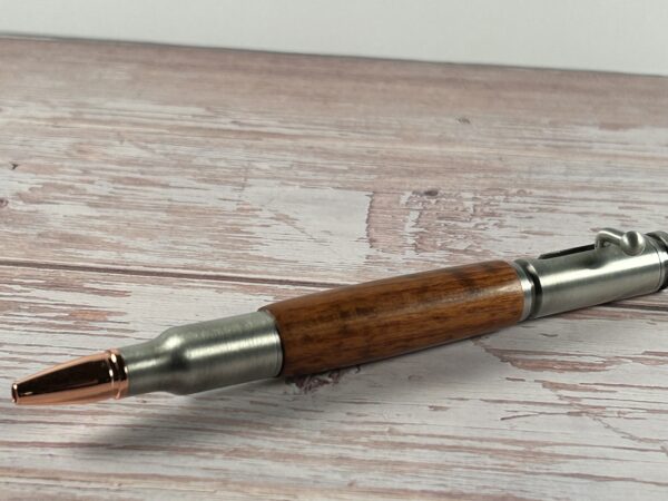 30 Caliber Snakewood Antique Pewter Bolt Action Pen - Image 3