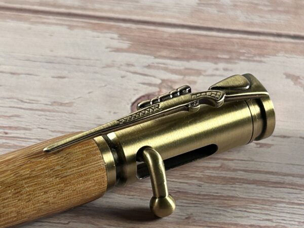30 Caliber Tigre Caspi Antique Brass Bolt Action Pen - Image 3