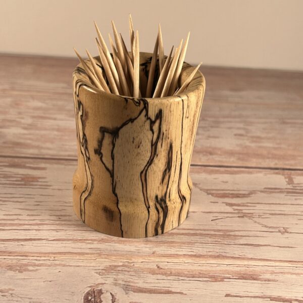 Hand Turned Spalted Tamarind Toothpick Holder