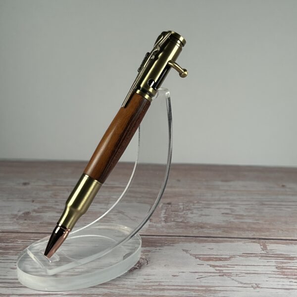 30 Caliber Snakewood Antique Brass Bolt Action Pen
