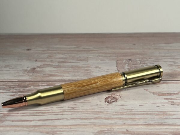 30 Caliber Tigre Caspi Antique Brass Bolt Action Pen - Image 4