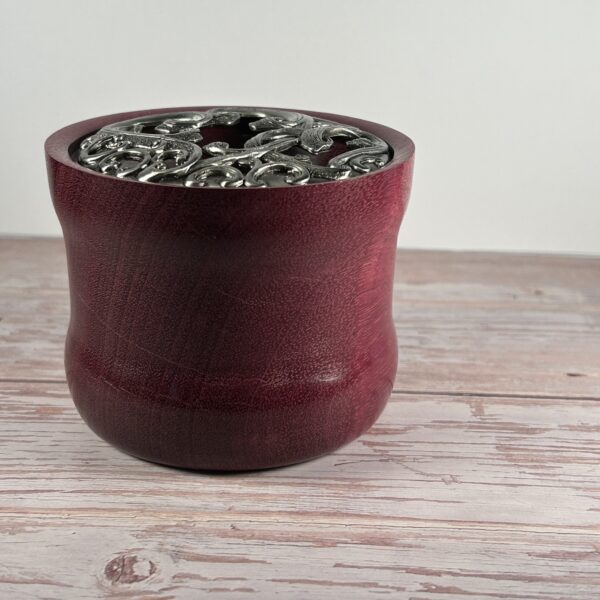Purpleheart Wooden Bowl with Filagree Lid