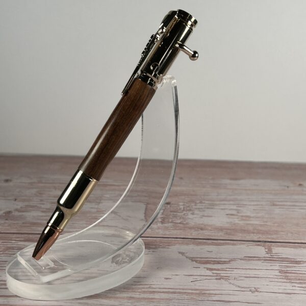 30 Caliber Walnut Gold Bolt Action Pen