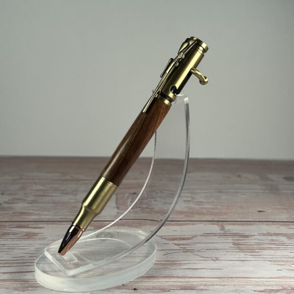 30 Caliber Cocobolo Antique Brass Bolt Action Pen